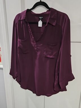 torrid Deep Plum Satin V-Neck Blouse